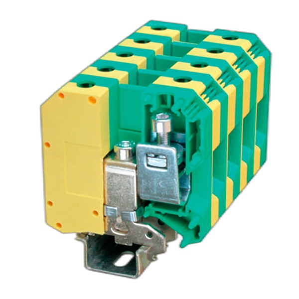 Клемма заземления DKC Nuputuk 50 кв.мм винтовой зажим 2 точки подключения желто-зеленая