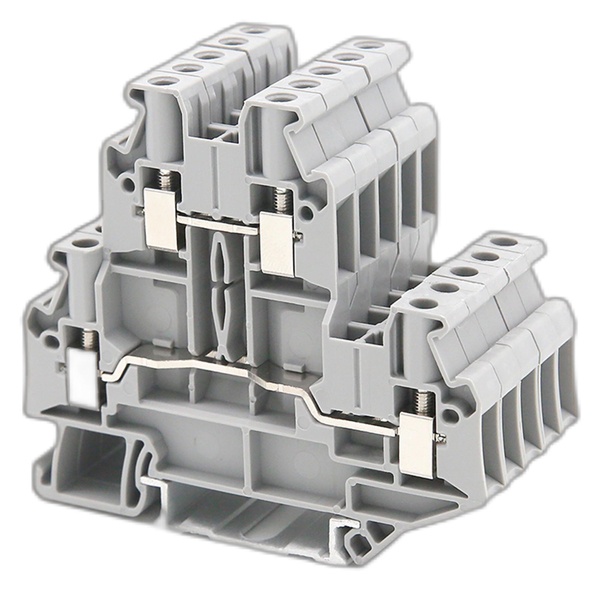 Клемма двухуровневая DKC Nuputuk 4 кв.мм винтовой зажим 4 точки подключения серая