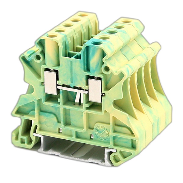 Клемма заземления DKC Nuputuk 2.5 кв.мм винтовой зажим 2 точки подключения желто-зеленая