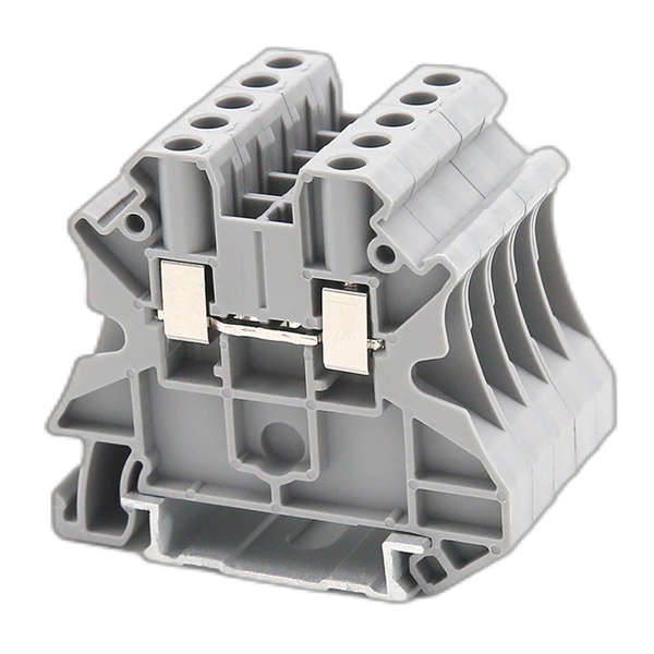 Клемма проходная DKC Nuputuk 6 кв.мм винтовой зажим 2 точки подключения серая