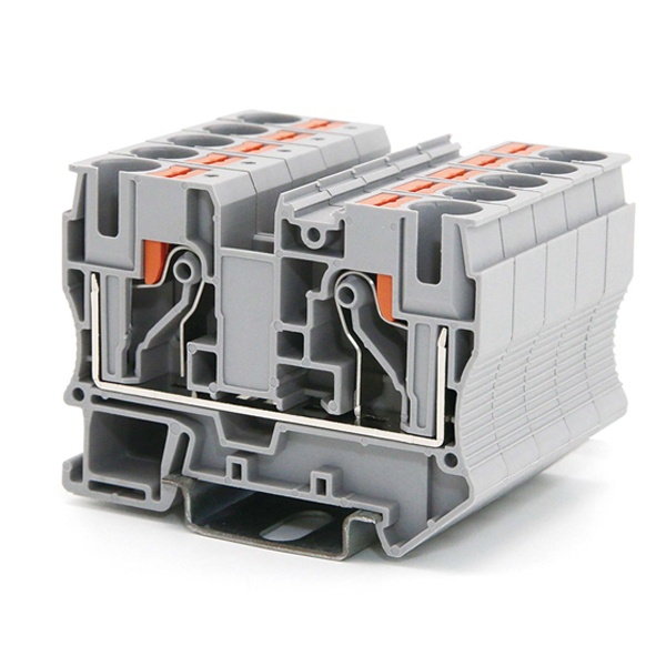 Клемма проходная DKC Nuputuk 10 кв.мм зажим push-in 2 точки подключения серая