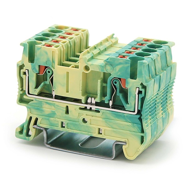 Клемма заземления DKC Nuputuk 2.5 кв.мм зажим push-in 2 точки подключения желто-зеленая