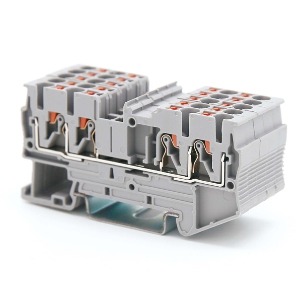 Клемма проходная DKC Nuputuk 2.5 кв.мм зажим push-in 4 точки подключения серая