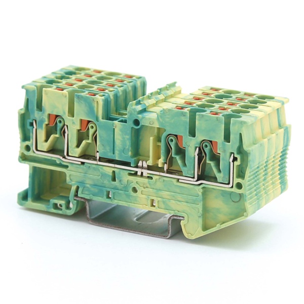 Клемма заземления DKC Nuputuk 2.5 кв.мм зажим push-in 4 точки подключения желто-зеленая