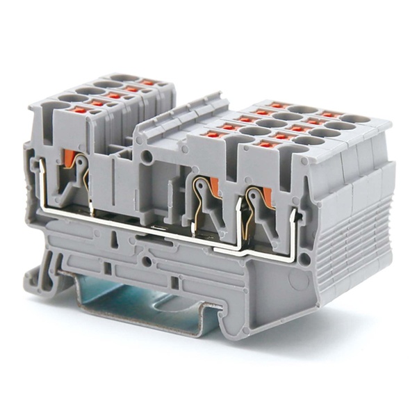 Клемма проходная DKC Nuputuk 2.5 кв.мм зажим push-in 3 точки подключения серая