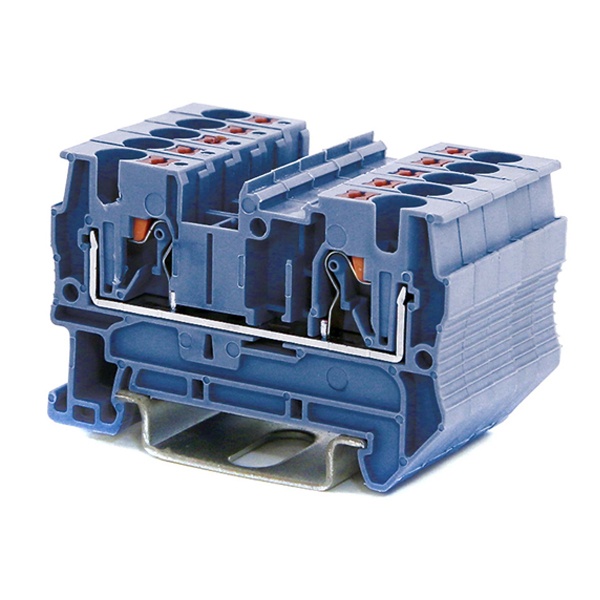 Клемма проходная DKC Nuputuk 4 кв.мм зажим push-in 2 точки подключения синяя