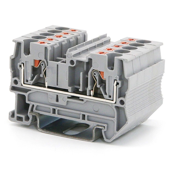 Клемма проходная DKC Nuputuk 4 кв.мм зажим push-in 2 точки подключения серая