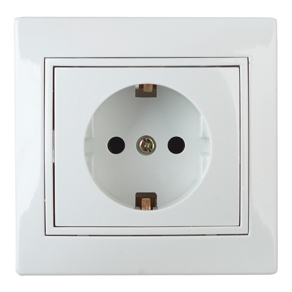 Розетка Intro 2P+E Schuko со шторками 16А 250В IP20 Plano, белый 1-206-01