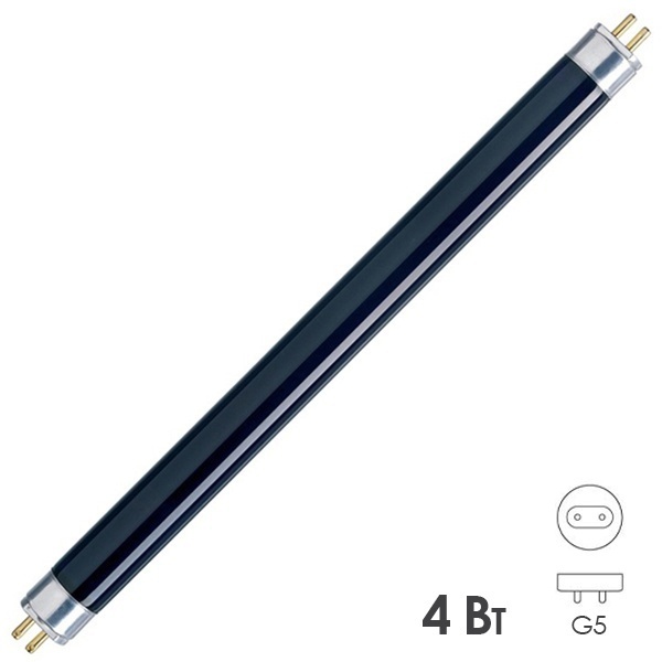 Лампа ультрафиолетовая LightBest T5 4W BLB G5 136mm черное стекло