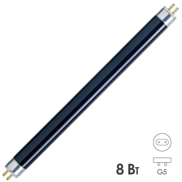 Лампа ультрафиолетовая LightBest T5 BLB 8W G5 черное стекло