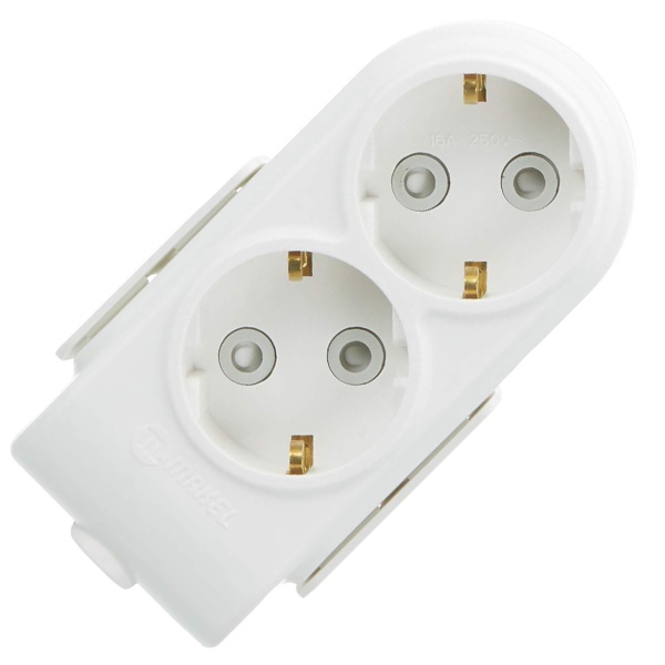 Колодка электрическая Makel на 2 розетки 16А с заземлением и шторками белая