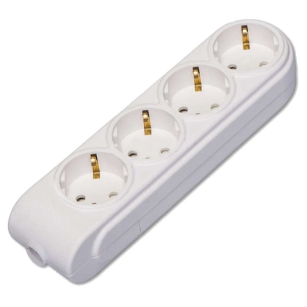 Колодка электрическая Makel на 4 розетки 16А с заземлением и шторками белая