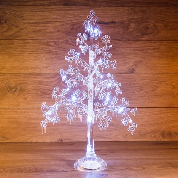 Фигура светодиодная на подставке Ель, 51см белый