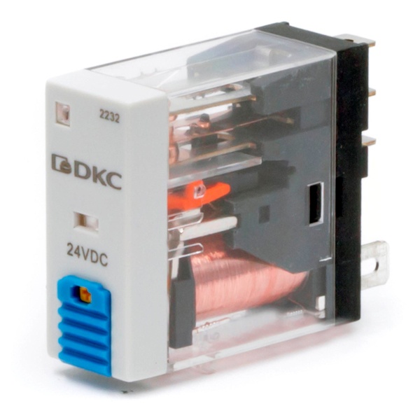 Реле миниатюрное DKC 12А 1CO AgSnO2 24В DC тест, светодиод, защитный диод IP50
