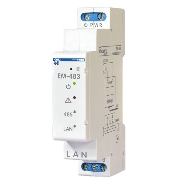 Преобразователь интерфейсов EM-483 (Ethernet 10BASE-T,100BASE-T, RS-485 сети Modbus) 7-30В AC/DC