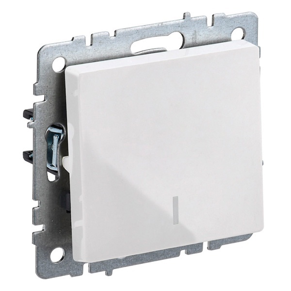 Переключатель 1-клавишный ИЭК BRITE с индикацией 10А белый (ВС10-1-7-БрБ)