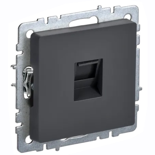 Розетка компьютерная ИЭК BRITE RJ45 кат.6 графит (РК11-БрГ)