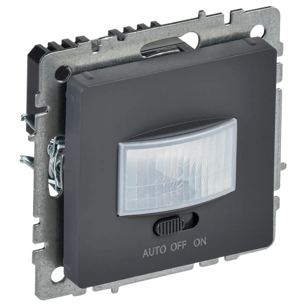 Датчик движения ИЭК BRITE 500Вт IP20 таймер 20сек-6мин, освещенность 10-1275Лк графит (ДС10-1-БрГ)