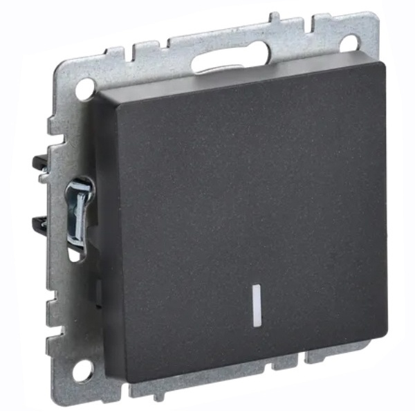 Переключатель 1-клавишный ИЭК BRITE с индикацией 10А черный (ВС10-1-7-БрЧ)