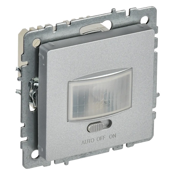 Датчик движения ИЭК BRITE 500Вт IP20 таймер 20сек-6мин, освещенность 10-1275Лк алюминий(ДС10-1-БрА)