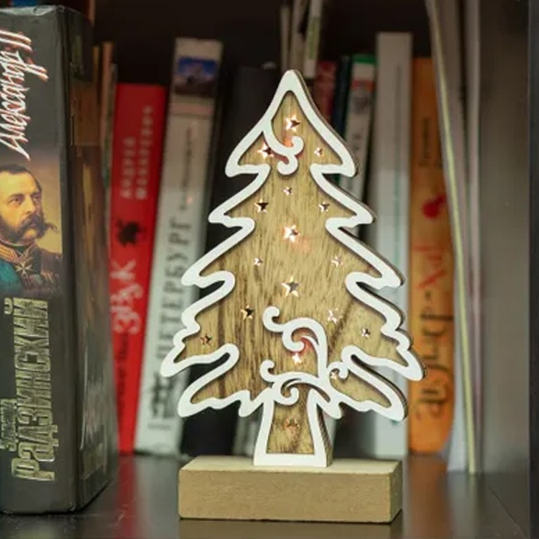 Деревянная фигурка с подсветкой Neon-Night Елочка 11,5x5x19 см
