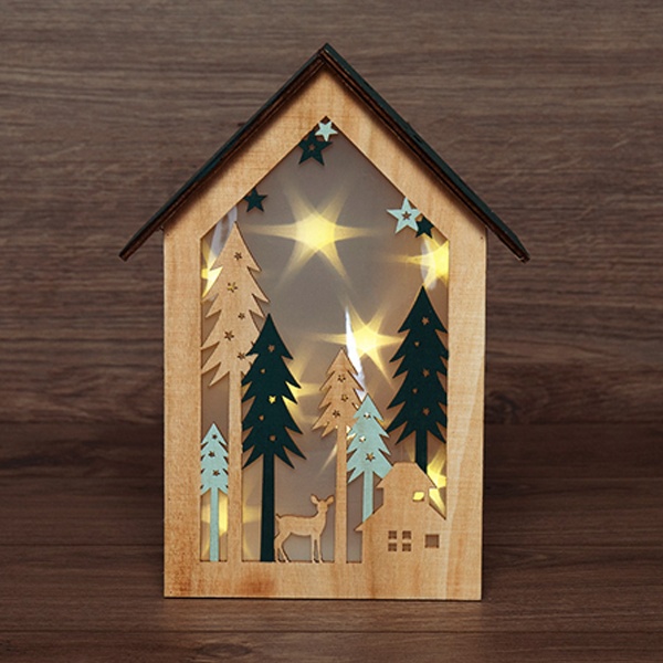 Деревянная фигурка с подсветкой Neon-Night Домик в лесу 19х6х26 см