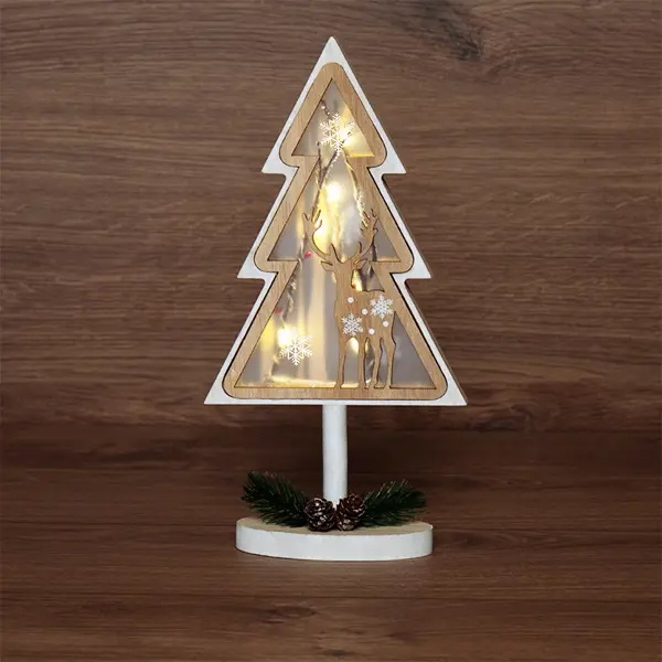 Деревянная фигурка с подсветкой Neon-Night Елка на подставке 14,5х5х30 см