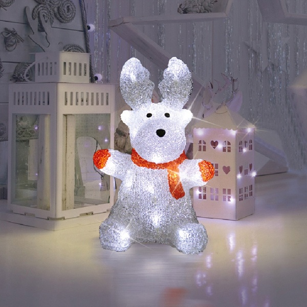 Акриловая светодиодная фигура Олененок в шарфе, 20х17х30см 24 LED (питание от батареек 2AA)