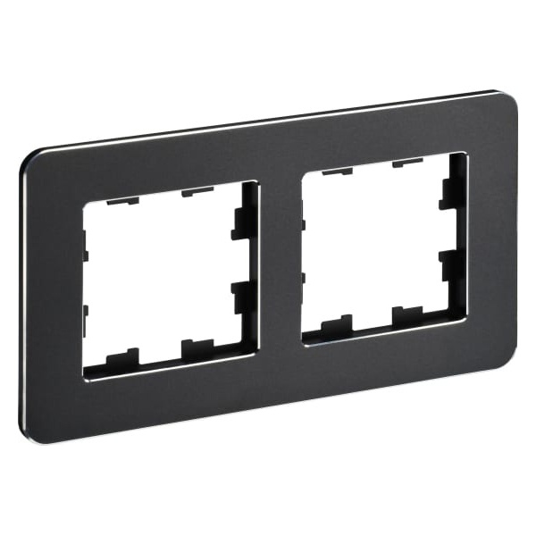 Рамка на 2 поста ИЭК BRITE металл черный матовый RE (РУ-2-1-Бр)
