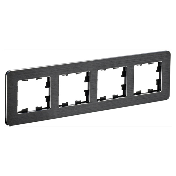 Рамка на 4 поста ИЭК BRITE металл черный матовый RE (РУ-4-1-Бр)
