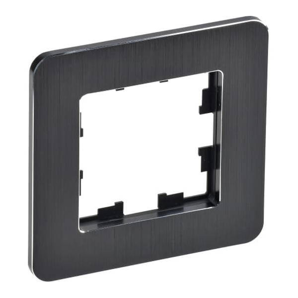Рамка на 1 пост ИЭК BRITE металл черный матовый шероховатый RE AL (РУ-1-1-Бр)