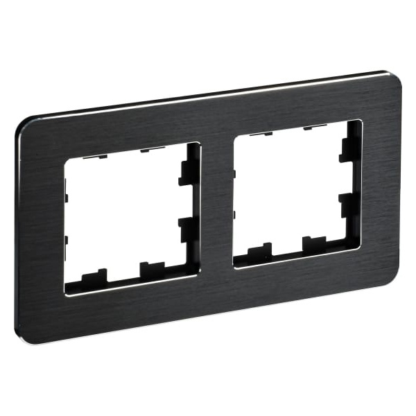 Рамка на 2 поста ИЭК BRITE металл черный матовый шероховатый RE AL (РУ-2-1-Бр)