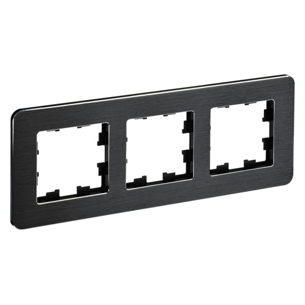 Рамка на 3 поста ИЭК BRITE металл черный матовый шероховатый RE AL (РУ-3-1-Бр)