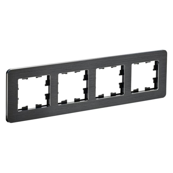 Рамка на 4 поста ИЭК BRITE металл черный матовый шероховатый RE AL (РУ-4-1-Бр)