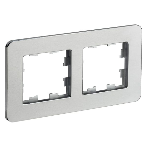 Рамка на 2 поста ИЭК BRITE металл алюминий матовый RE (РУ-2-1-Бр)