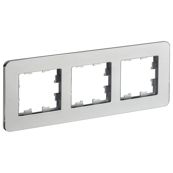 Рамка на 3 поста ИЭК BRITE металл алюминий матовый RE (РУ-3-1-Бр)