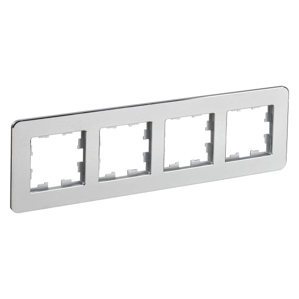 Рамка на 4 поста ИЭК BRITE металл алюминий матовый RE (РУ-4-1-Бр)