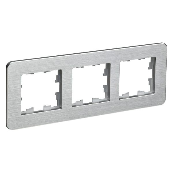 Рамка на 3 поста ИЭК BRITE металл алюминий матовый шероховатый RE AL (РУ-3-1-Бр)