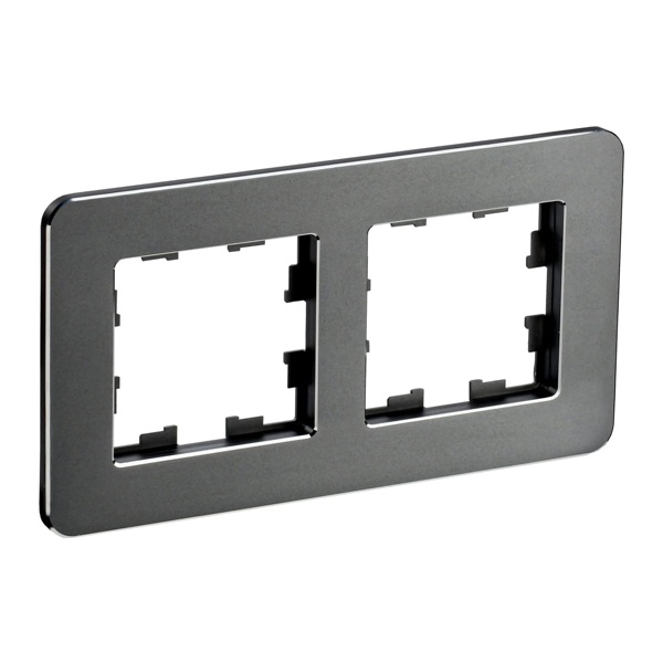 Рамка на 2 поста ИЭК BRITE металл титан матовый RE (РУ-2-1-Бр)