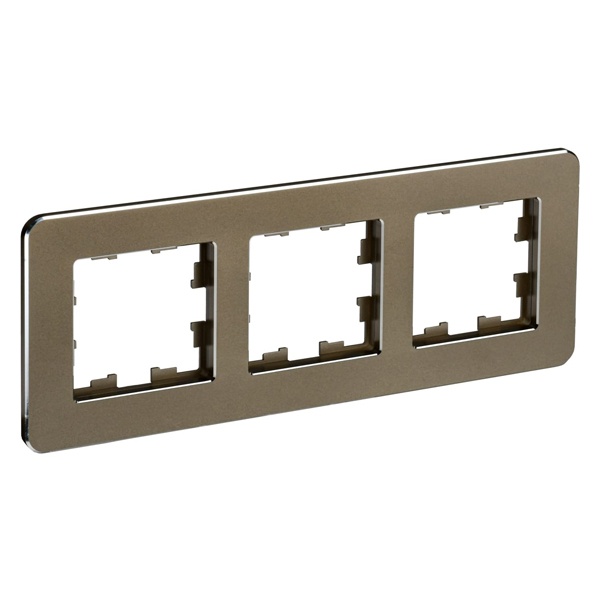 Рамка на 3 поста ИЭК BRITE металл латунь матовый RE (РУ-3-1-Бр)