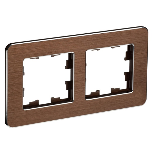 Рамка на 2 поста ИЭК BRITE металл коричневый матовый шероховатый RE AL (РУ-2-1-Бр)