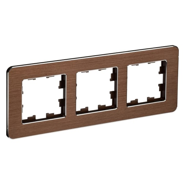 Рамка на 3 поста ИЭК BRITE металл коричневый матовый шероховатый RE AL (РУ-3-1-Бр)