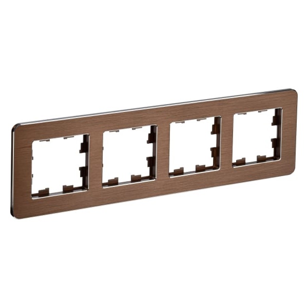 Рамка на 4 поста ИЭК BRITE металл коричневый матовый шероховатый RE AL (РУ-4-1-Бр)