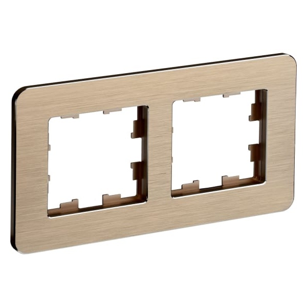 Рамка на 2 поста ИЭК BRITE металл шампань матовый шероховатый RE AL (РУ-2-1-Бр)