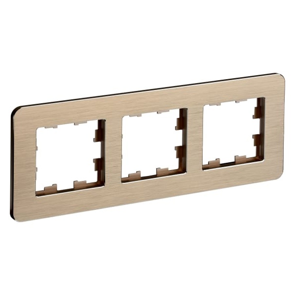 Рамка на 3 поста ИЭК BRITE металл шампань матовый шероховатый RE AL (РУ-3-1-Бр)