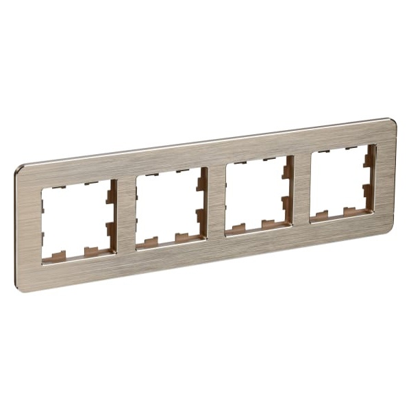 Рамка на 4 поста ИЭК BRITE металл шампань матовый шероховатый RE AL (РУ-4-1-Бр)