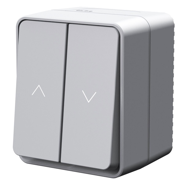 Двухклавишный кнопочный выключатель для управления жалюзи SE AtlasDesign Profi54 10A IP54 серый