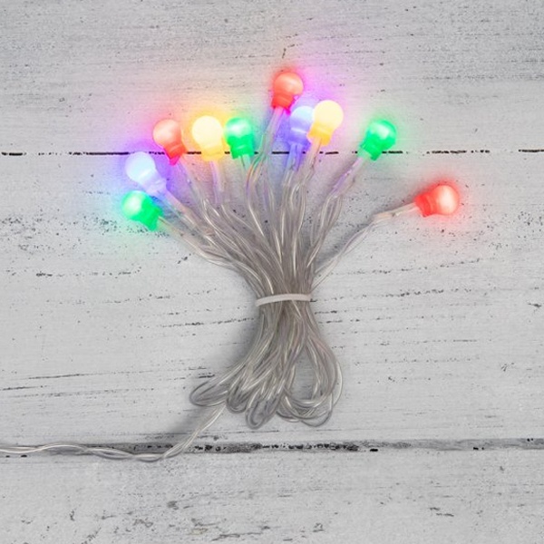 Гирлянда светодиодная Шарики 1.5м 10LED прозрачный ПВХ, мультиколор (питание от батареек 2AA)