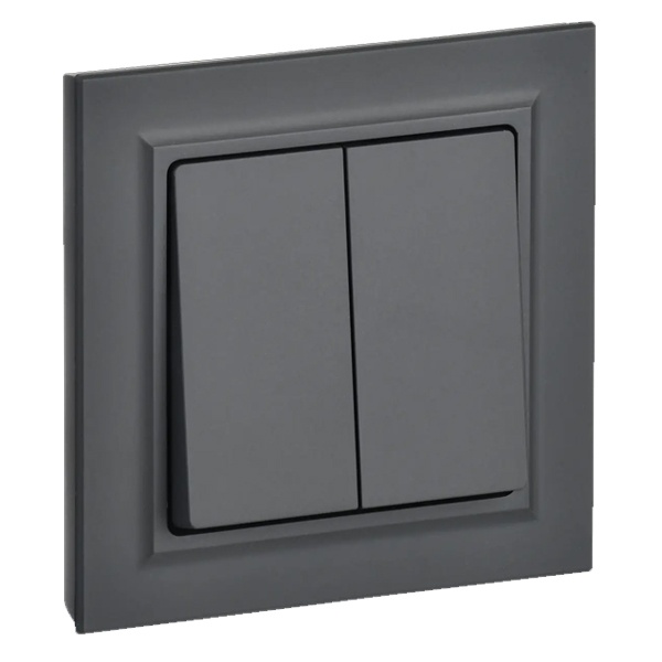 Выключатель 2-клавишный ИЭК BRITE 10А в сборе графит (ВСР10-2-0-БрГ)