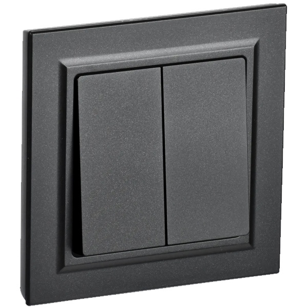 Выключатель 2-клавишный ИЭК BRITE 10А в сборе черный (ВСР10-2-0-БрЧ)